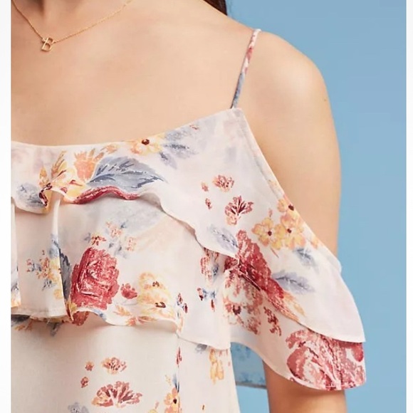 Anthropologie Harlyn Rosalyn Ruffled Off Shoulder Floral Cami Top Small - Picture 3 of 11